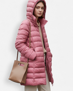 Rosafarbene Winter-Pufferjacke in gerader Passform
