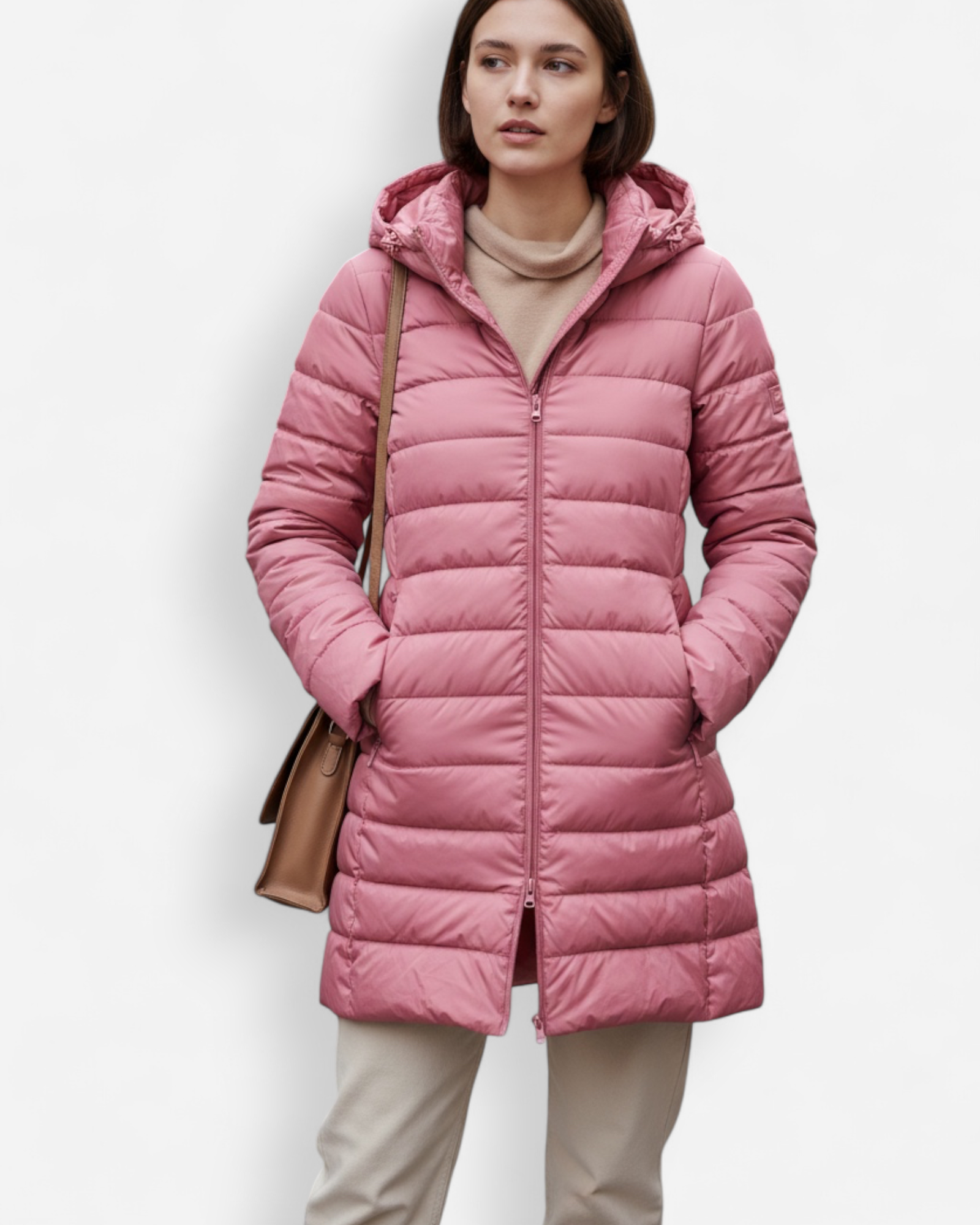 Puffer Winterjacke mit Kapuze und geradem Schnitt