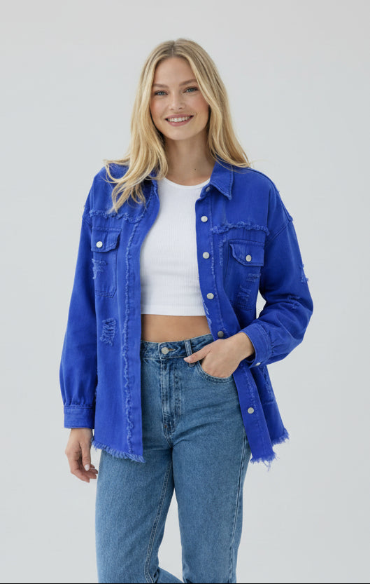 Ripped Shirtjacke für Damen mit lässigem Schnitt