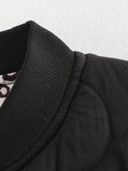 Leichte Steppjacke für Damen mit Leoparden-Details und ohne Kragen