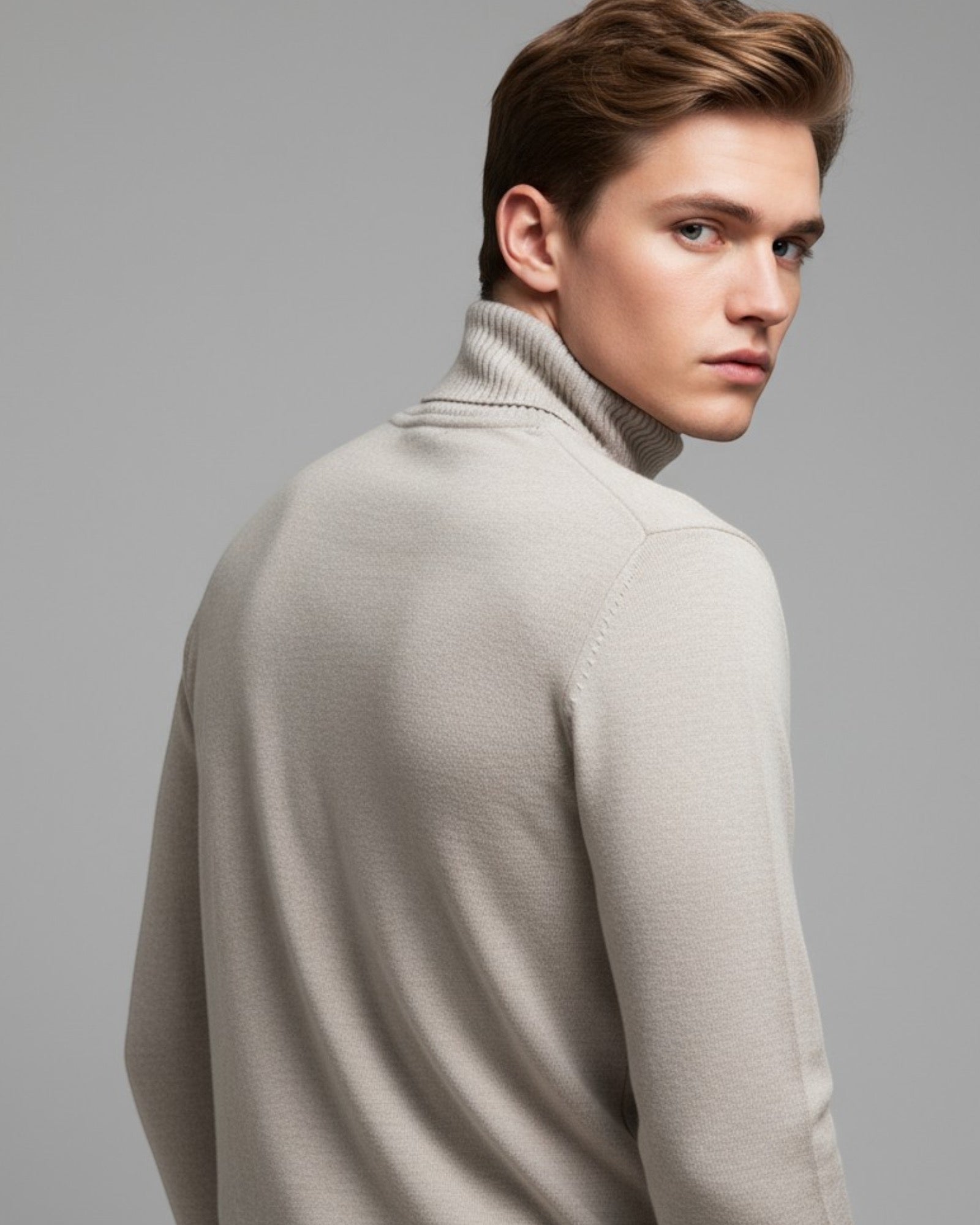 Rollkragen Strickpullover aus Baumwolle für Herren in schlichtem Design