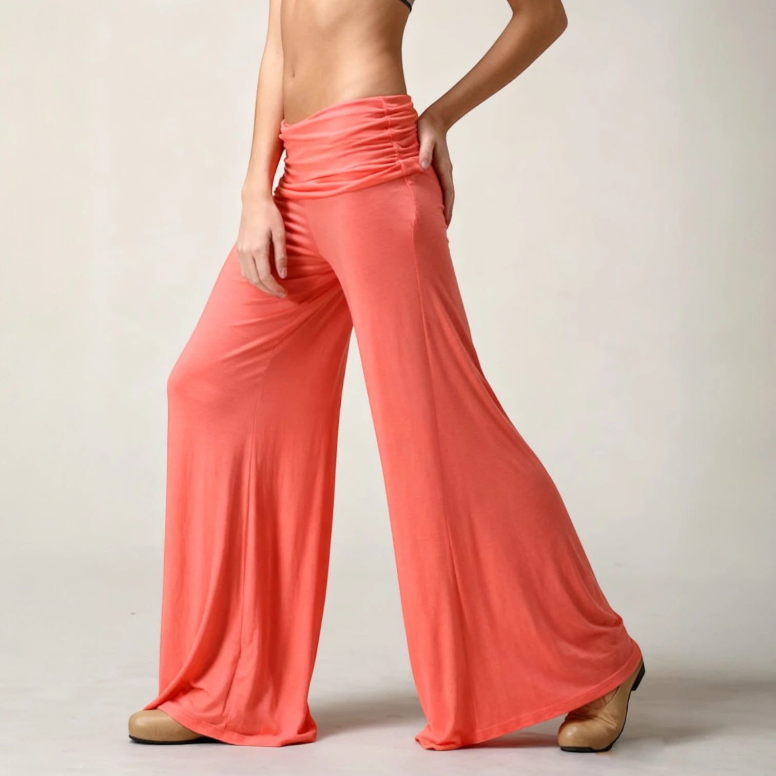 Damen Palazzo Hose im fließenden Schnitt mit drapiertem Bund
