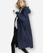 Lange Regen Jacke für Damen für die Übergangszeit mit Kapuze