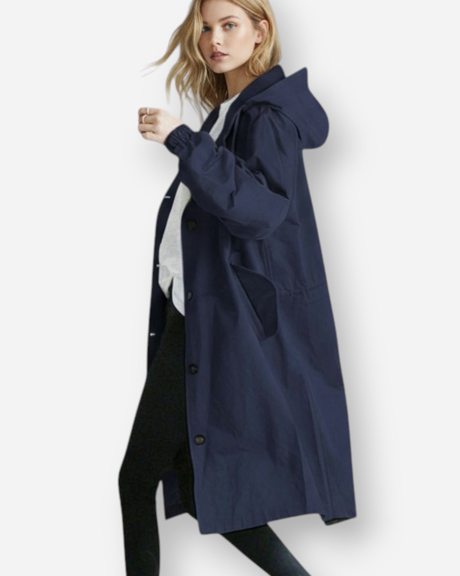 Lange Regen Jacke für Damen für die Übergangszeit mit Kapuze