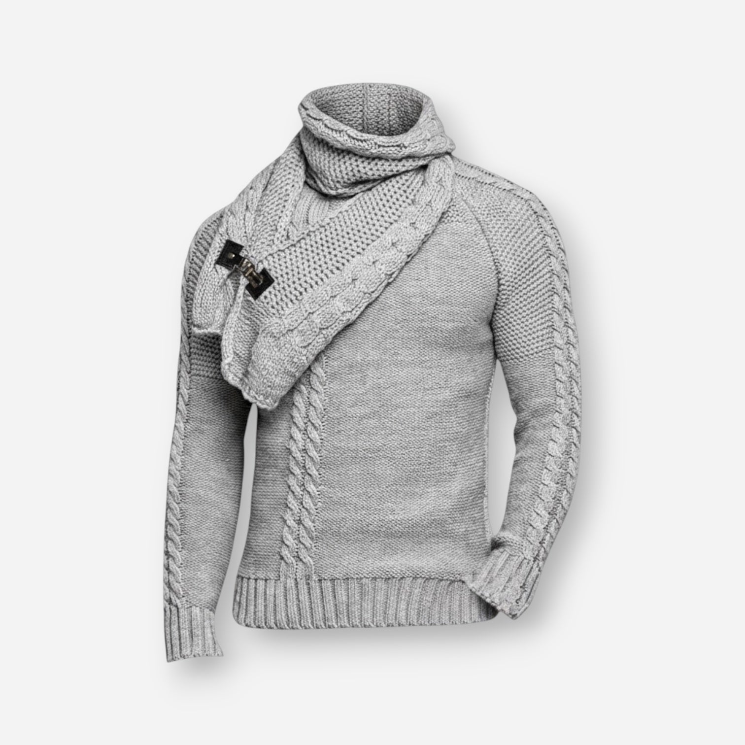 Rollkragenpullover für Herren im Schalkragen-Stil mit Zopfmuster-Details