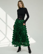 Eleganter Rock mit Polka Dot und Tüll-Patchwork - midi