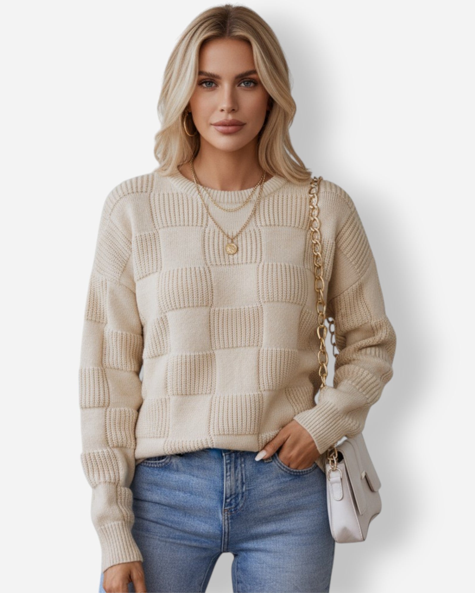 Strickjacke für Damen mit Panorama-Muster und gemütlicher Textur