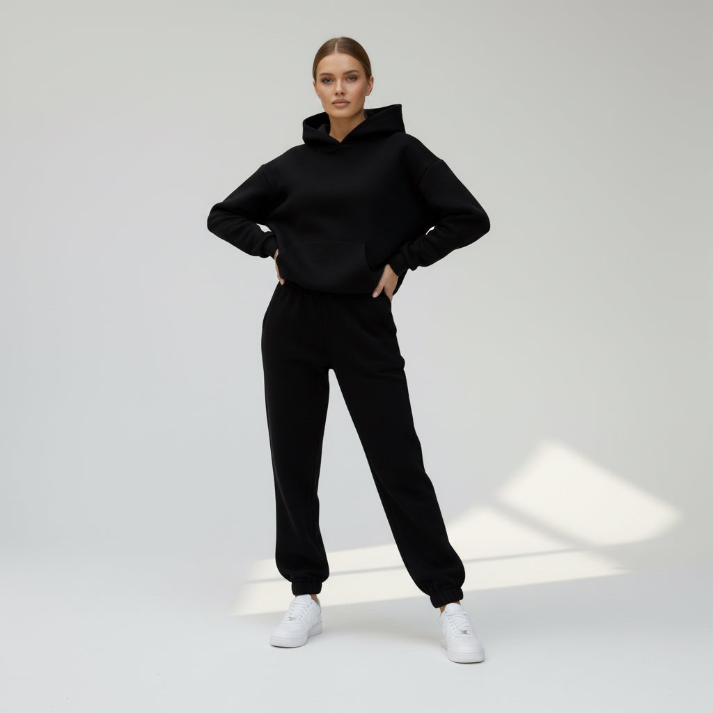 Oversized Loungewear Set für Damen mit Kapuzen Sweatshirt und Jogginghose