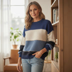 Gestreifter Damenpullover mit lockerer Passform