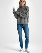 Eleganter Zopfstrick Pullover für Damen ohne Kapuze