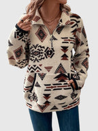 Fleece Troyer für Damen mit Geometrisches Muster
