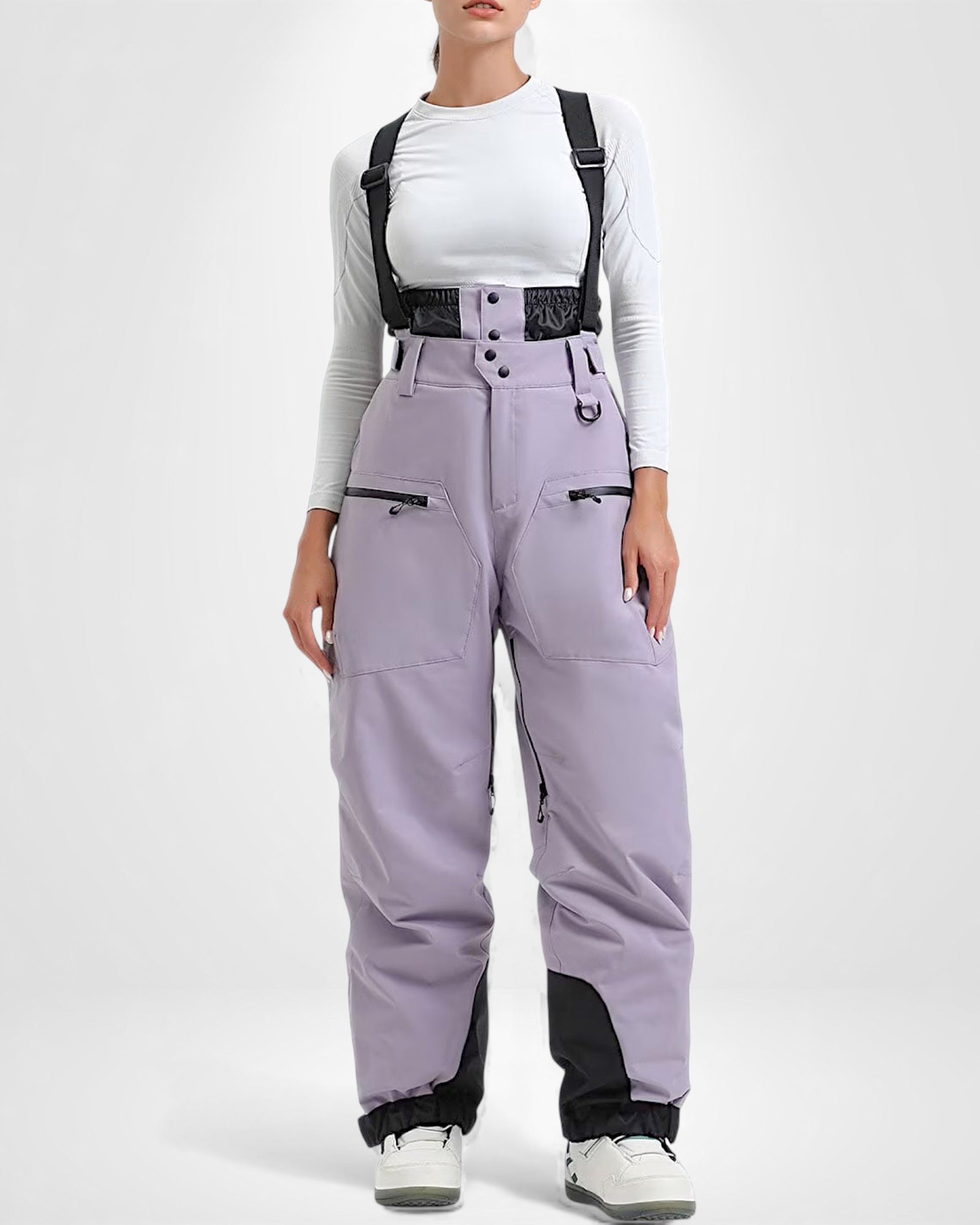 Wasserdichte Skihose für Damen mit hoher Taille und verstellbaren Trägern