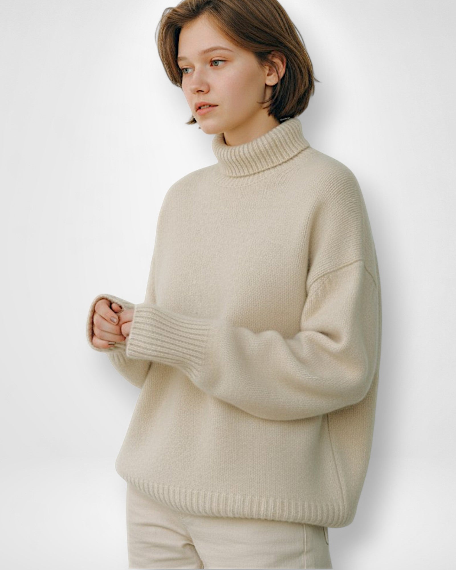 Strick Pullover für Damen mit Kragen und breiten Rippbündchen