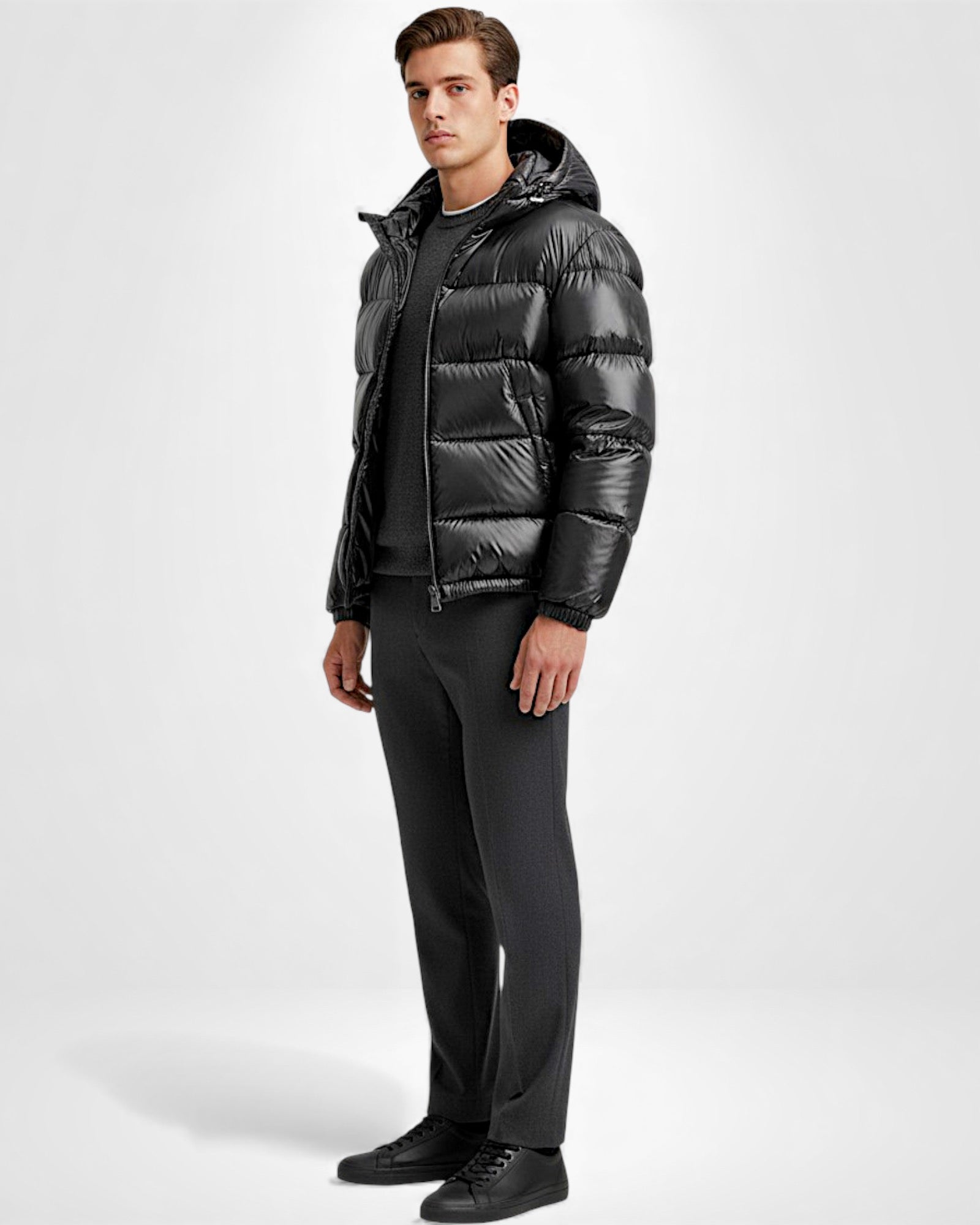 Unisex Pufferjacke in mittellanger Passform mit integrierter Kapuze