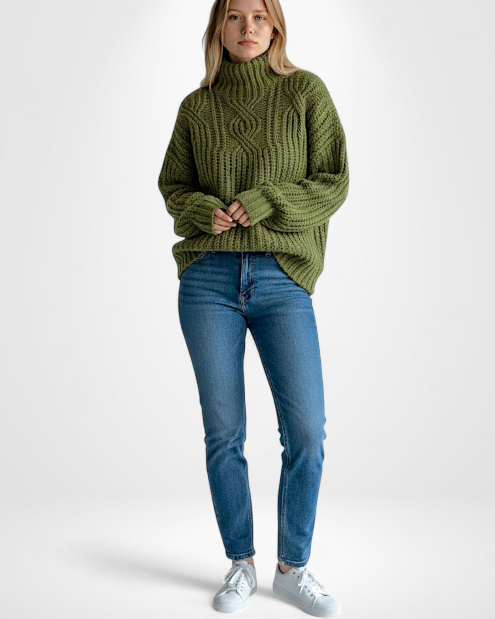 Eleganter Zopfstrick Pullover für Damen ohne Kapuze