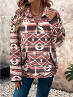 Fleece Troyer für Damen mit Geometrisches Muster