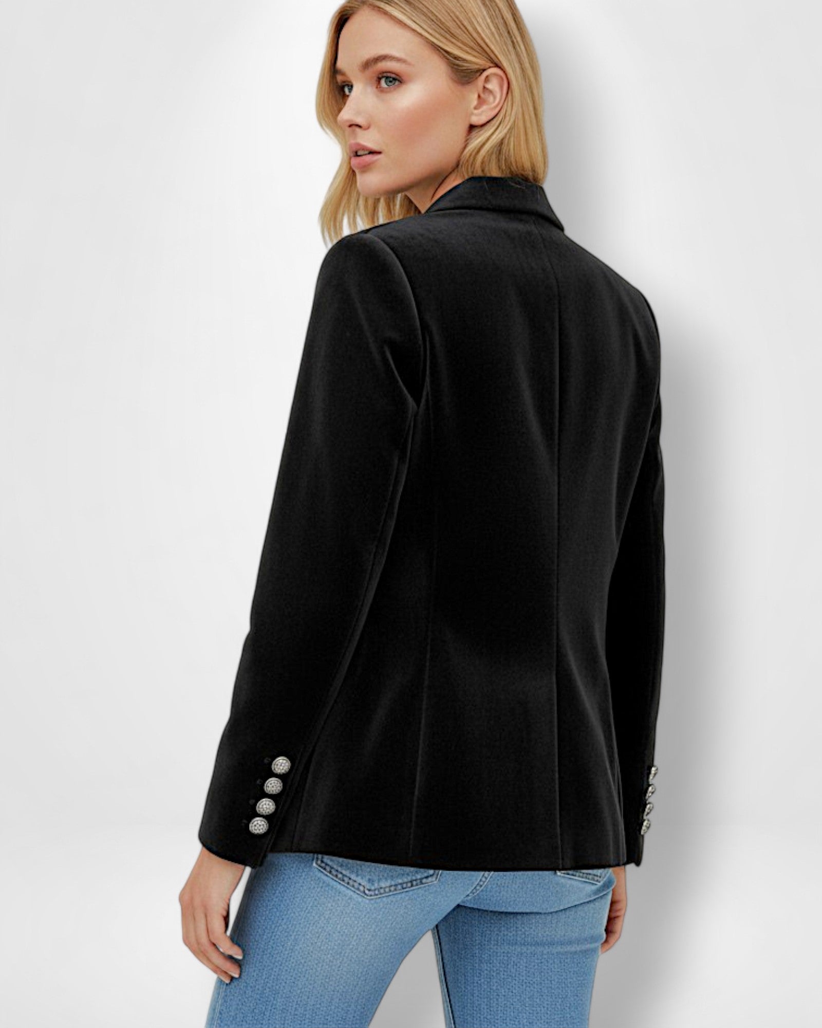 Jackenblazer aus weich schimmerndem Stoff und Ein-Knopf-Verschluss für Damen