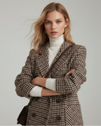 Zweireiher Blazermantel für Damen mit feinem Pied-de-Poule-Muster