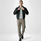 Lässige Übergangsjacke für Herren aus Kunstleder mit klassischer Kragen