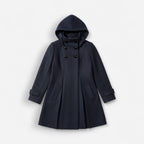 Wintermantel A-Linien mit Kapuze und Stehkragen für Damen | Mittelang