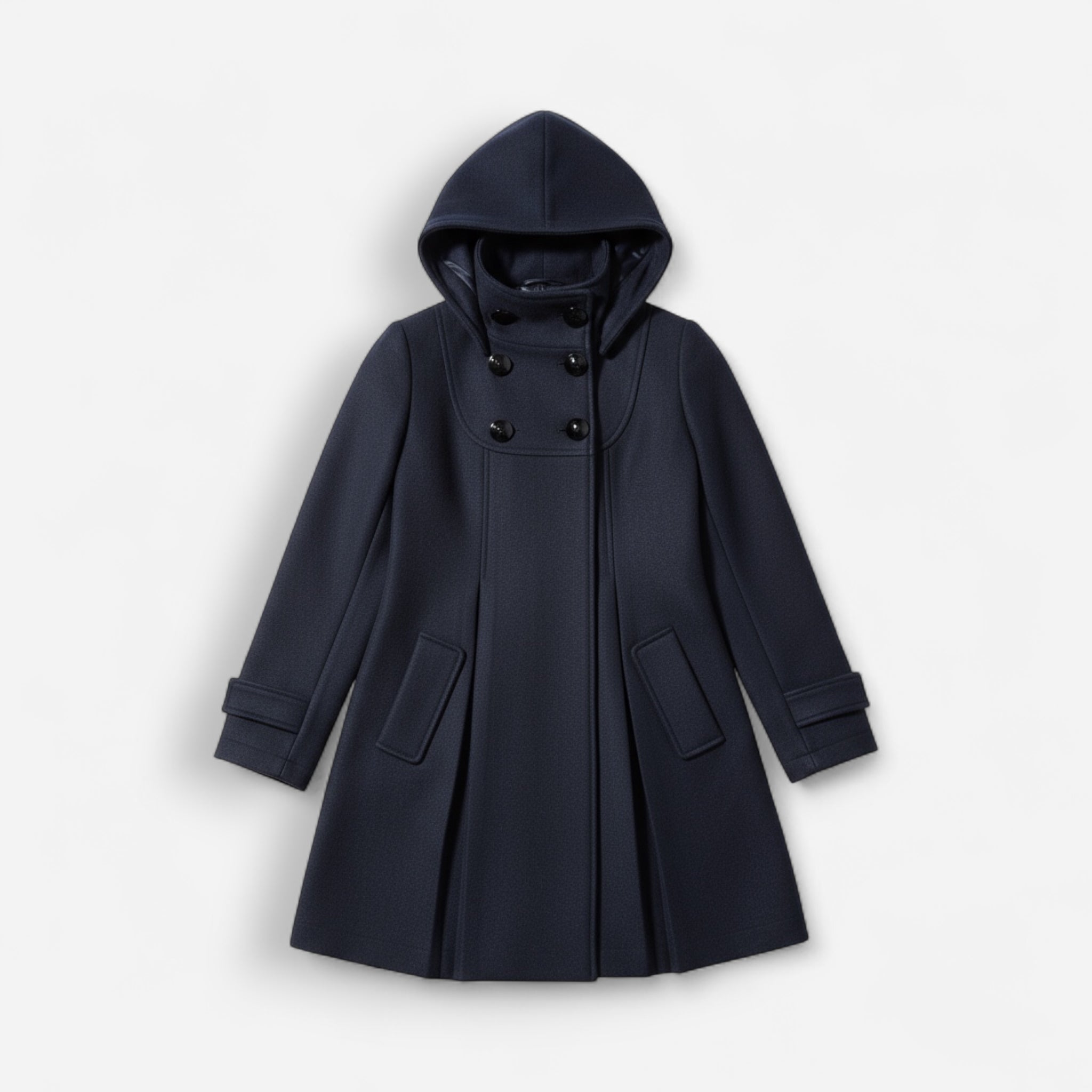 Wintermantel A-Linien mit Kapuze und Stehkragen für Damen | Mittelang