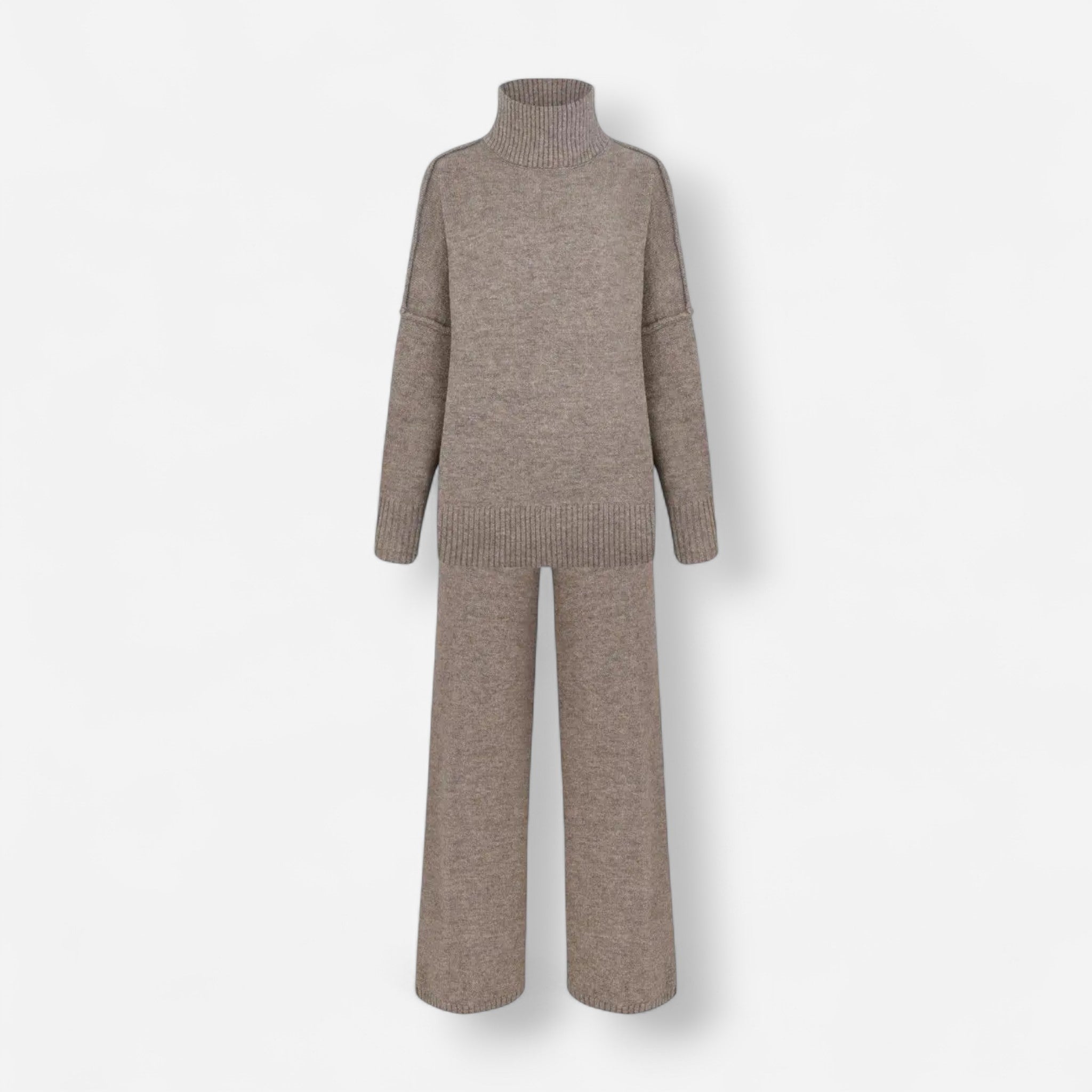 Einfarbiges Roolkragenpullover Strickset für Damen