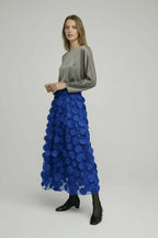 Eleganter Rock mit Polka Dot und Tüll-Patchwork - midi