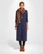 Langarmiges Winter Midi Strickkleid mit bedrucktem Muster