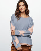 Buntes Langarm-Sweatshirt für Damen mit Applikationen