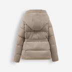 Damen Pufferjacke mit Gürtel und Kapuze