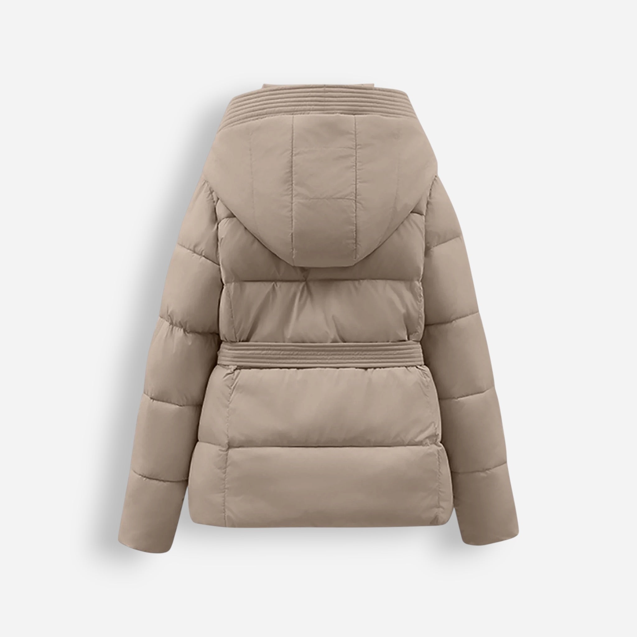 Damen Pufferjacke mit Gürtel und Kapuze