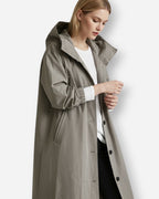 Lange Regen Jacke für Damen für die Übergangszeit mit Kapuze