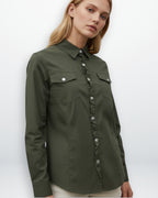 Damen Hemdjacke im klassischen Design mit Brusttaschen