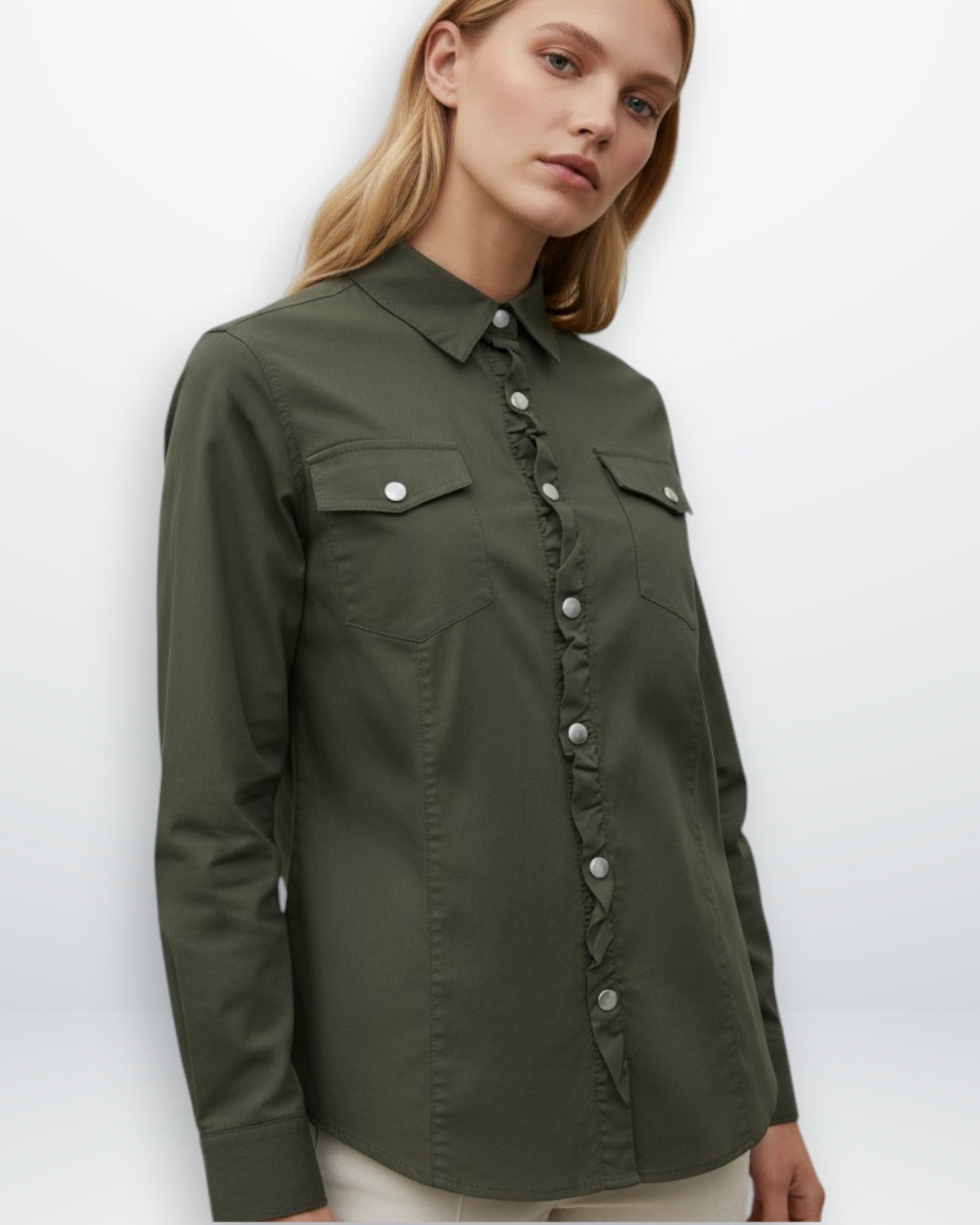 Damen Hemdjacke im klassischen Design mit Brusttaschen