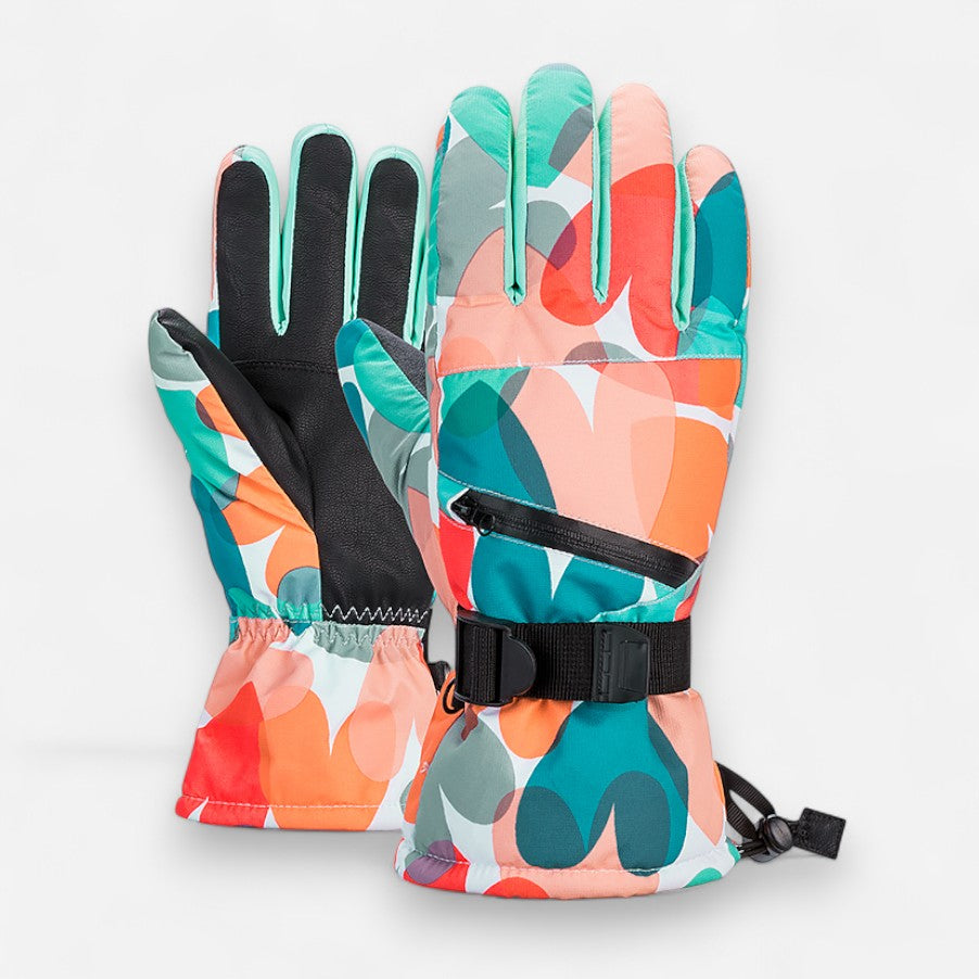 Warme Skihandschuhe mit weichem Innenfutter und Reißverschlusstasche