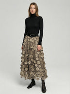 Eleganter Rock mit Polka Dot und Tüll-Patchwork - midi