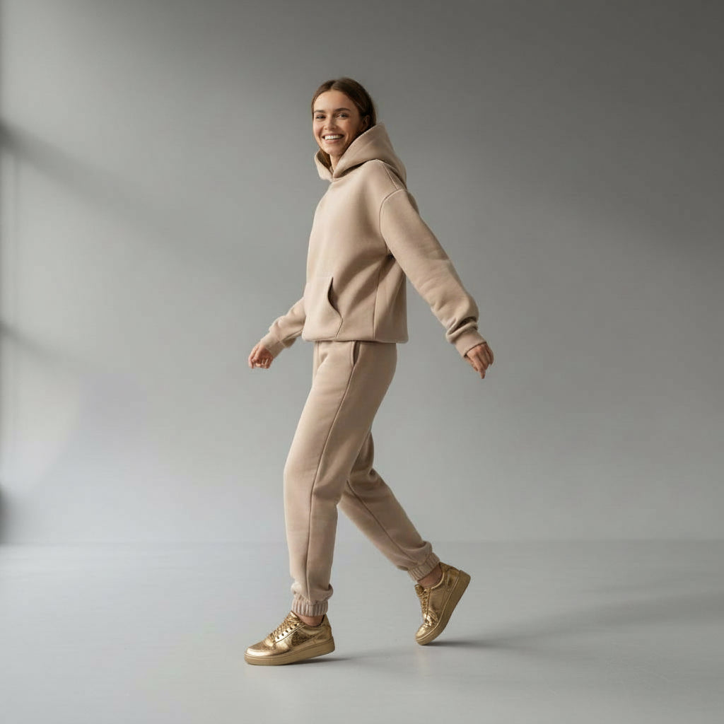 Oversized Loungewear Set für Damen mit Kapuzen Sweatshirt und Jogginghose