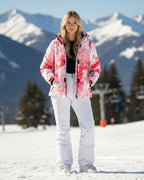 Skianzug für Damen mit rosa Camouflage-Jacke und einfarbiger Hose