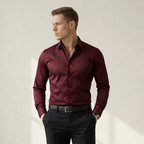 Bügelfreies Slim-Fit langarm Hemd für Herren mit Kragen in einfarbigem Design