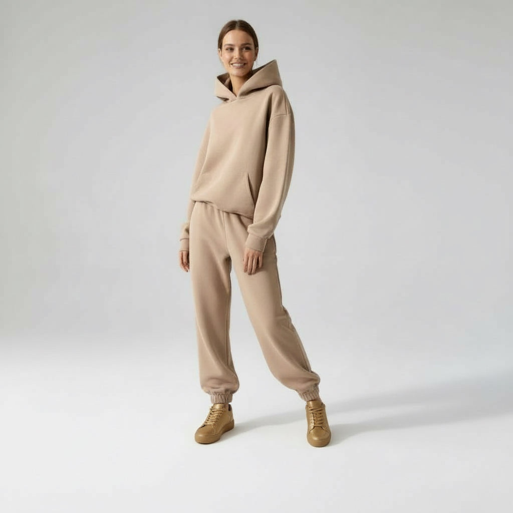 Oversized Loungewear Set für Damen mit Kapuzen Sweatshirt und Jogginghose