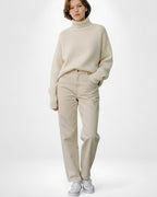 Strick Pullover für Damen mit Kragen und breiten Rippbündchen