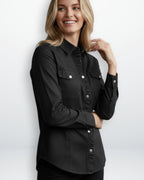 Damen Hemdjacke im klassischen Design mit Brusttaschen