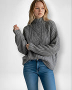 Eleganter Zopfstrick Pullover für Damen ohne Kapuze