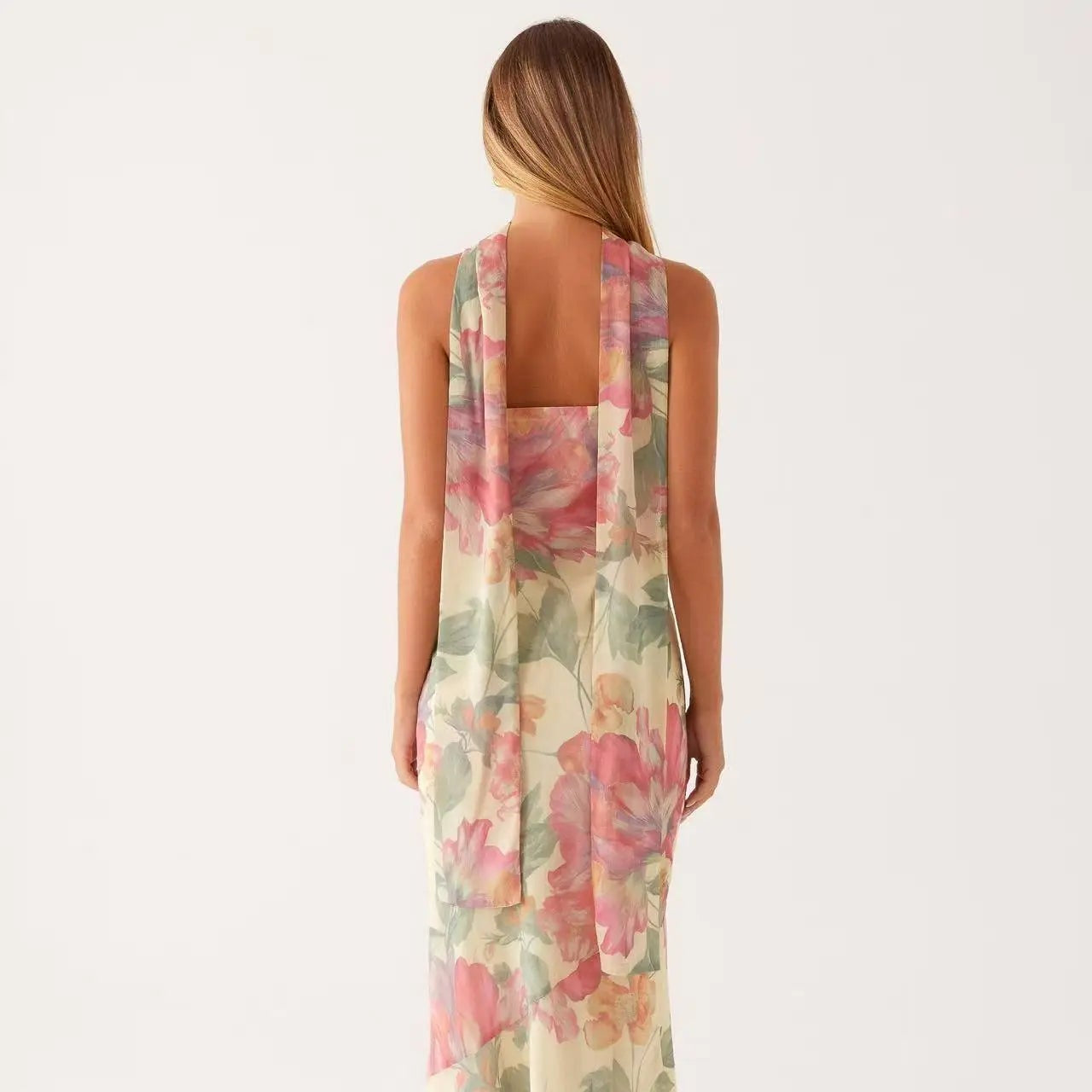 Bandeau Sommerkleid mit Blumenprint im figurbetonten Schnitt aus Chiffon