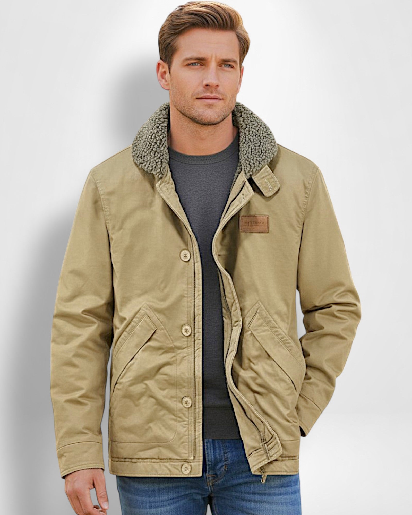 Feldjacke mit weichem Hemdkragen für Herren