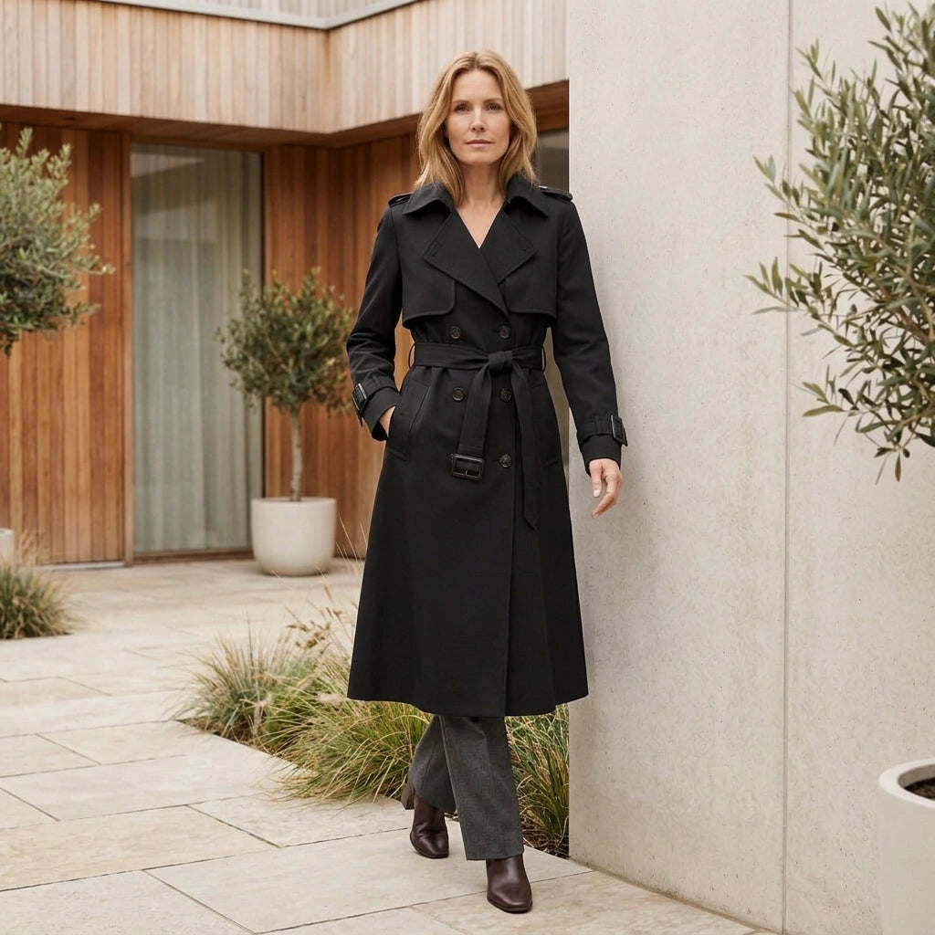 Trenchcoat für Damen im klassischen Stil in taillierter Form mit Gürtel