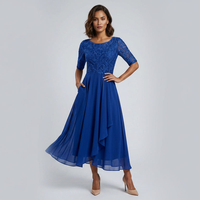 Midikleid aus feinem Tüll mit Spitze für Hochzeitsgäste