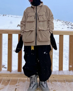 Baggy Skihose mit elastischen Beinabschlüssen und Cargo-Taschen – geeignet für Ski & Snowboard