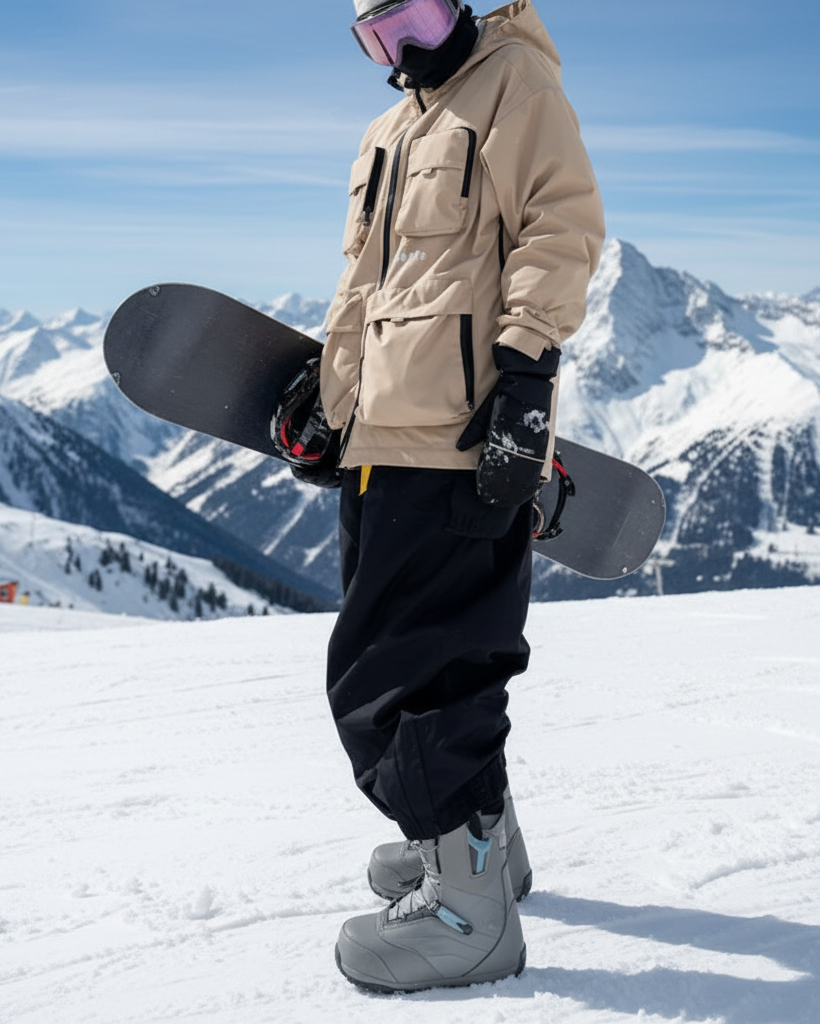 Baggy Skihose mit elastischen Beinabschlüssen und Cargo-Taschen – geeignet für Ski & Snowboard