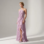 Bandeau Sommerkleid mit Plissee und Volants - midi